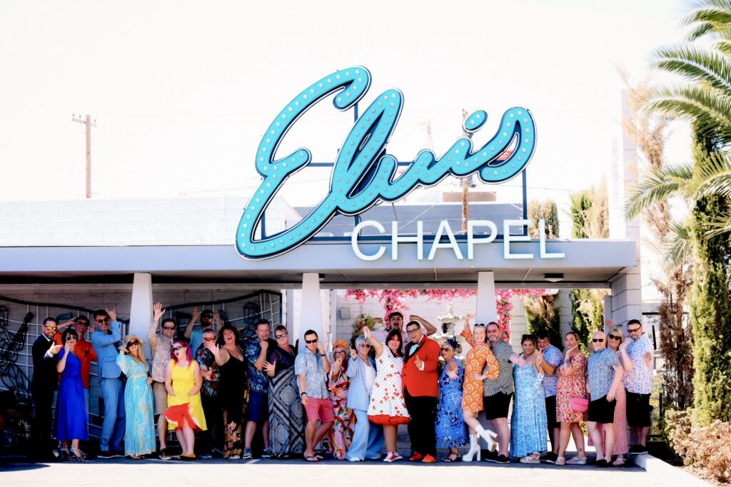 Romantic Elvis ceremony setup in Las Vegas chapel